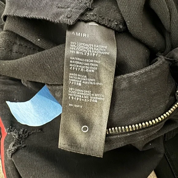 Amiri Jeans 34 Glitter Track Jeans Black With Red Stripe Men's Skinny Distressed - Picture 6 of 14